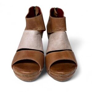 Bed Stu Tan and Cream Wedge Sandals